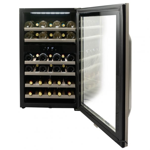 DWC114KD1BSS Danby 46 Bottle Freestanding, Dual Zone Wine Cooler in