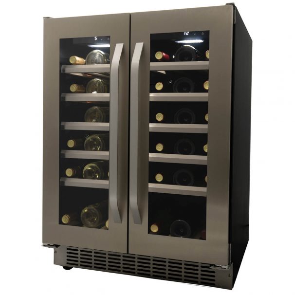 DWC120KD1BSS Danby 40 Bottle French Door Freestanding, Dual Zone Wine
