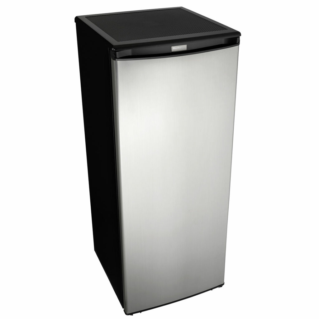 Danby Designer Danby DUFM085A4BSLDD-6 8.5 Cu.Ft. Garage Ready Upright Freezer with 5 Shelves, Mechanical Thermostat and Manual Defrost, Energy Star Rated on Fridge.com