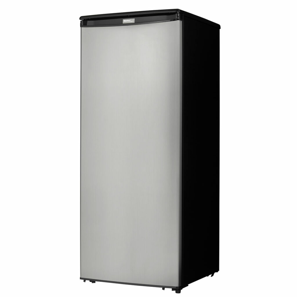 Danby Designer Danby DUFM085A4BSLDD-6 8.5 Cu.Ft. Garage Ready Upright Freezer with 5 Shelves, Mechanical Thermostat and Manual Defrost, Energy Star Rated on Fridge.com